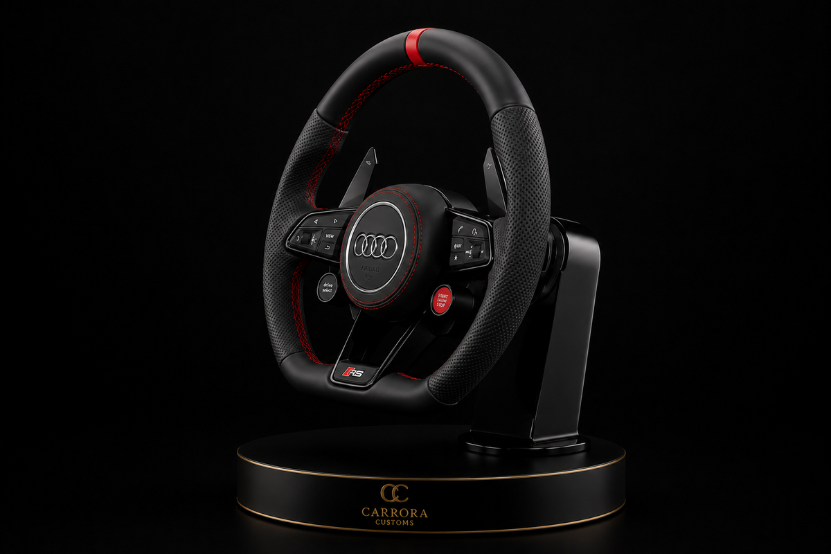 Audi R8 V10 Flat Bottom Performance Leather Steering Wheel – Red Stitching