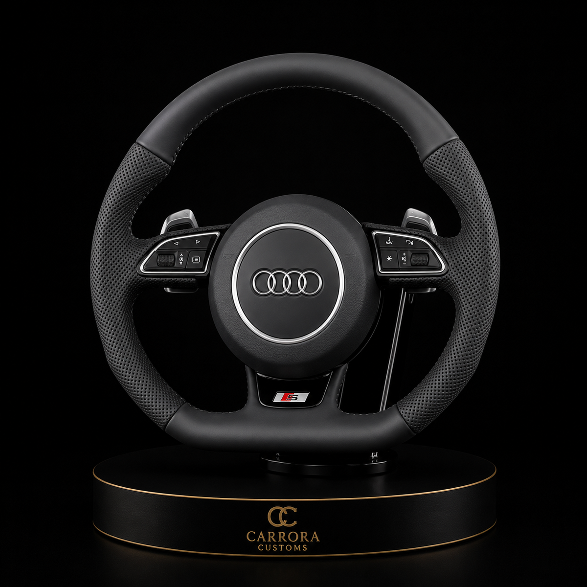 Audi S-Line Flat Bottom Leather Steering Wheel