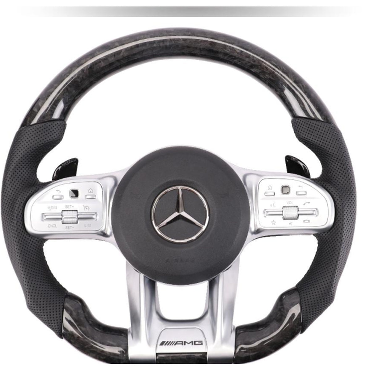 Mercedes-Benz Forged Carbon Flat-Bottom Steering Wheel – Perforated Grips