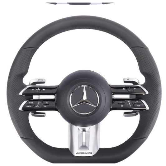 Mercedes-Benz Black Leather Flat-Bottom Steering Wheel – Multi-Control Design