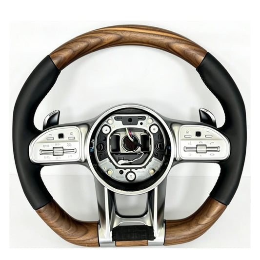 Mercedes-Benz Natural Wood & Black Leather Steering Wheel