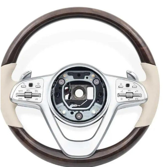 Mercedes-Benz Dark Wood & Cream Leather Steering Wheel