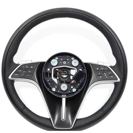 Mercedes-Benz Gloss Black & Black Leather Steering Wheel – Three-Spoke Design